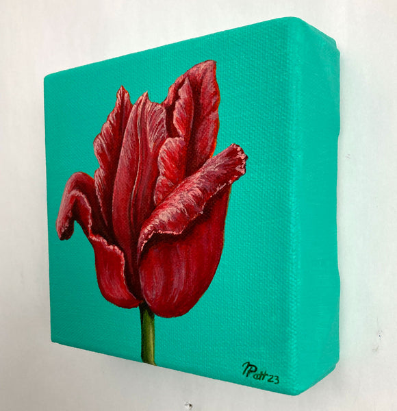 Red Tulip Mini Painting