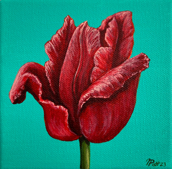 Red Tulip Mini Painting