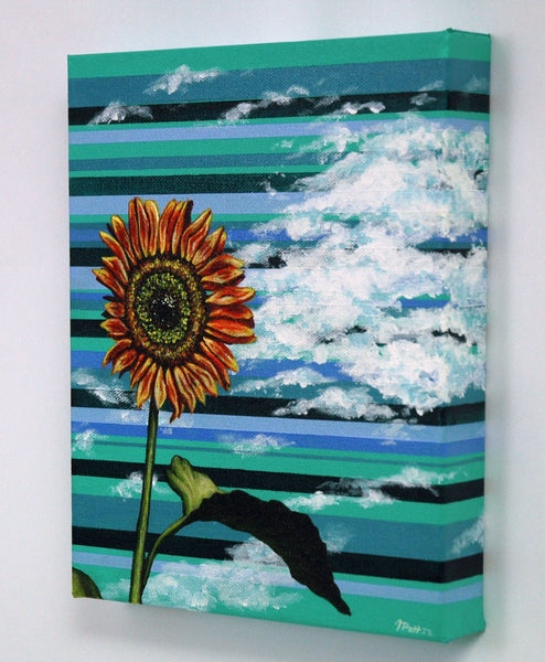Striped Sunflower Original Painting