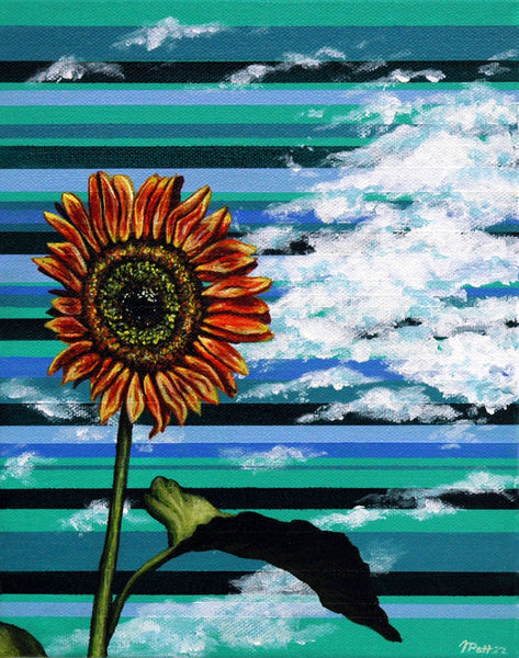 Striped Sunflower Original Painting