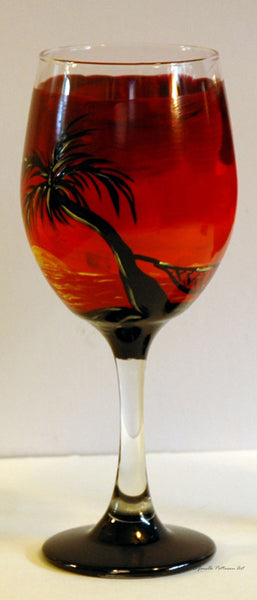 Tiki Beach Wine Glass - Janelle Patterson Art