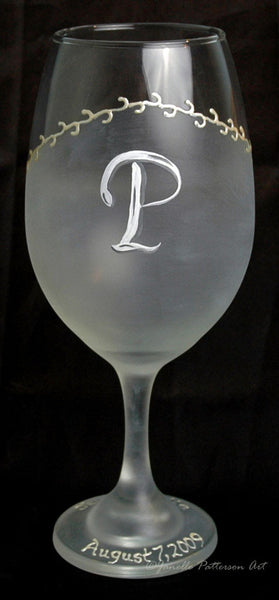Monogram Wedding Wine Glasses - Janelle Patterson Art