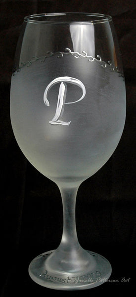 Monogram Wedding Wine Glasses - Janelle Patterson Art
